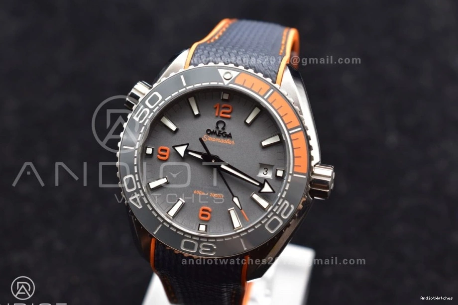 on 43.5mm Black Clone Dial Planet Bezel Best 1010 SS VSF Ocean Edition Super Orange A8900 Gray Trendsetting Strap Nylon V 1:1 0202